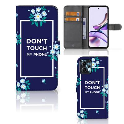 Motorola Moto G13 | G23 Portemonnee Hoesje Flowers Blue DTMP Motorola Moto G13 | G23 Portemonnee Hoesje Flowers Blue DTMP