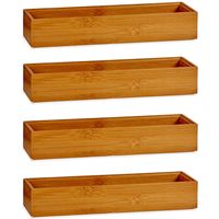 4x Stuks Kast/lade/make-up organizers bamboe hout bakje 30 x 7 x 5 cm - thumbnail