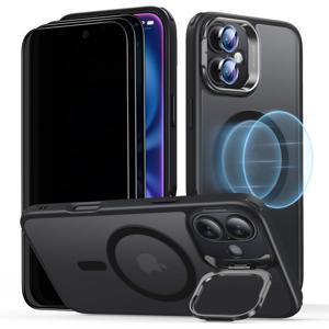 iPhone 16 Classic Hybrid with Stash Stand Privacy Protection Bundle Frosted Black