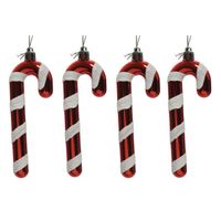 12x Kerstboomhangers rood/witte zuurstokken 12 cm kerstversiering