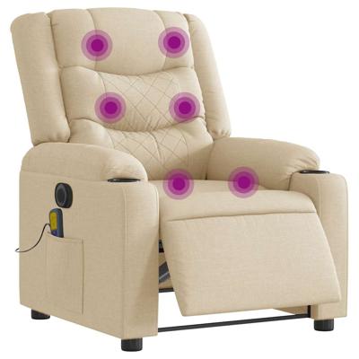 Massagestoel elektrisch verstelbaar stof crèmekleurig
