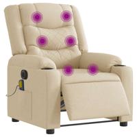 Massagestoel elektrisch verstelbaar stof crèmekleurig