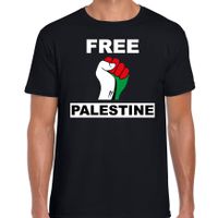 Free Palestine t-shirt zwart heren - Palestina shirt met Palestijnse vlag in vuist - thumbnail