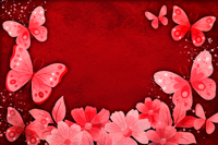 Bloemen en vlinders ontwerp vinyl tapijt rood