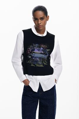 2-in-1 bloemenblouse - WHITE - M