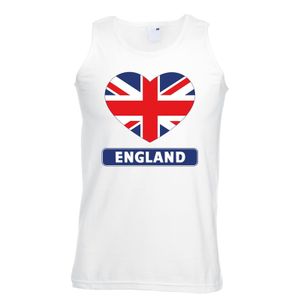 Engeland hart vlag singlet shirt/ tanktop wit heren