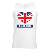 Engeland hart vlag singlet shirt/ tanktop wit heren