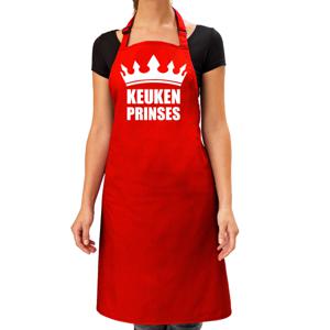 Cadeau schort voor dames - keuken prinses - rood - keukenschort - verjaardag