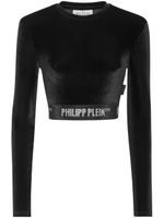 Philipp Plein long-underband velvet crop top - Noir