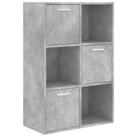 The Living Store Kast Betongrijs 60x29.5x90 cm - 6 vakken - Hoogwaardig bewerkt hout