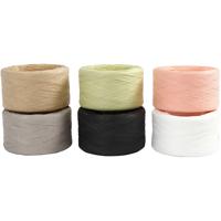 Creativ Company Papier raffia garen, b: 7-8 mm, diverse kleuren, 6x100 m/ 1 doos