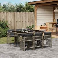 7-delige Tuinset met kussens poly rattan grijs