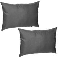 Hesperide Sierkussen - 2x - 30 x 50 cm - antraciet - polyester - uv/waterbestendig - binnen/buitenku