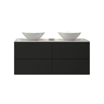 Badkamermeubelset Gliss Hermes 140 cm Mat Zwart Met Waskom