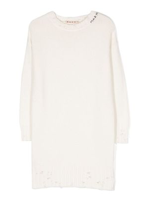 Marni Kids short à logo en maille intarsia - Blanc