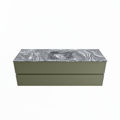 MONDIAZ VICA-DLUX 150cm badmeubel onderkast Army 2 lades. Inbouw wastafel CLOUD midden 1 kraangat, kleur Lava.
