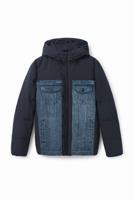 Gewatteerd jack met denim - BLUE - S