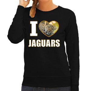 I love jaguars sweater / trui met dieren foto van een luipaard zwart voor dames