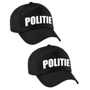 2x stuks zwarte politie agent verkleed pet / cap voor volwassenen