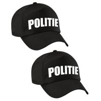 2x stuks zwarte politie agent verkleed pet / cap voor volwassenen - thumbnail