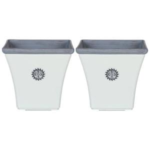 Beliani-ELATEIA II-Bloempot set van 2-Wit-43 cm-Klei-vezelmengsel