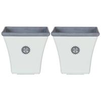 Beliani-ELATEIA II-Bloempot set van 2-Wit-43 cm-Klei-vezelmengsel