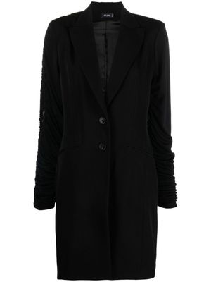 Atlein robe en laine à manches froncées - Noir