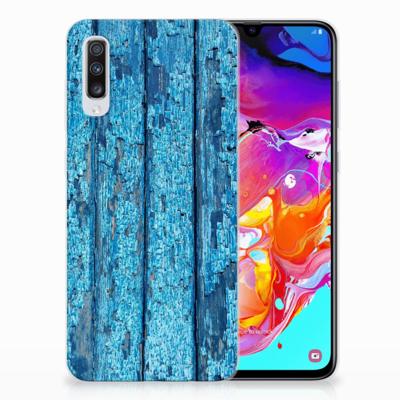 Samsung Galaxy A70 | Bumper Hoesje | Wood Blue