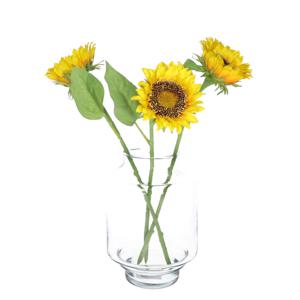 Kunstbloem Zonnebloem Helianthus - 3x - 42 cm - losse steel - kunst zijdebloem