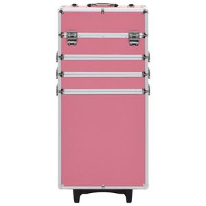 The Living Store Make-up trolley - Houten beautycase - 37x22x78cm - Roze