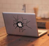 Laptop sticker gebroken Apple muur