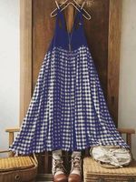 Sleeveless Vintage Plaid Casual Weaving Dress