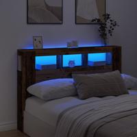 Hoofdeinde met LED 160x18,5x103,5 cm bewerkt hout oud hout