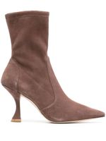 Stuart Weitzman bottines à bout pointu 100 mm - Marron