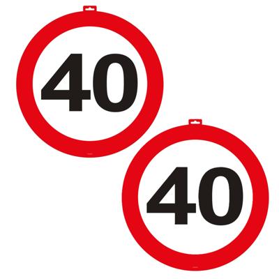 Deurbord - 2x - 40 Jaar - 47 cm - karton - 40e verjaardag - jubileum - leeftijd feestversiering