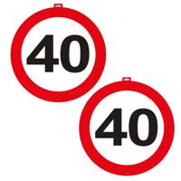 Deurbord - 2x - 40 Jaar - 47 cm - karton - 40e verjaardag - jubileum - leeftijd feestversiering