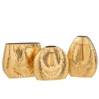 J-Line vaas gezichten - metaal - goud - 3 stuks - 36.5 x 30 cm