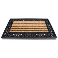 Deurmat/vloermat - Set van 2x stuks - pvc/kokos - rechthoekig - extra zwaar - 45 x 75 cm