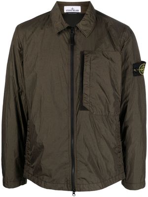 Stone Island veste légère zippée à patch Compass - Vert