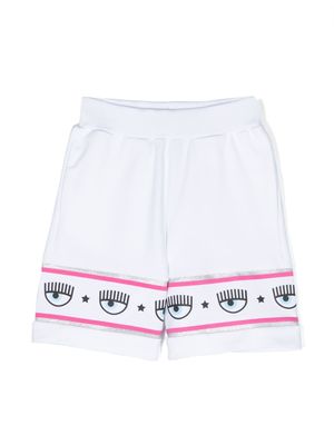 Chiara Ferragni Kids short de sport à bandes logo - Blanc