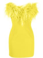 The New Arrivals Ilkyaz Ozel robe courte bordée de plumes - Vert