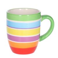 Koffiemokken Curacao - 1x stuks - Keramiek - multi kleuren - 300 ml - 8 x 11 cm - groen