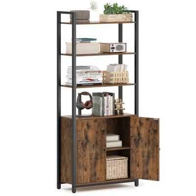 Boekenkast met verstelbare planken en handige opbergruimte, vintage bruin + inkt zwart / 24 x 60 x 159,5 cm Boekenkast met verstelbare planken en handige opbergruimte, vintage bruin + inkt zwart / 24 x 60 x 159,5 cm