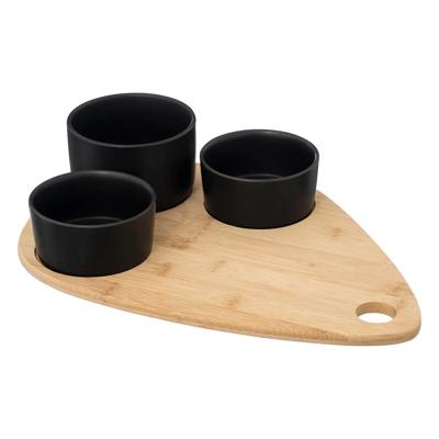5Five Serveerplank bamboe - met 4x luxe schaaltjes - 35 x 24 cm - tapas en saus schaaltjes