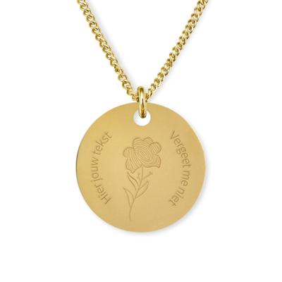 Gepersonaliseerde vergeet-me-nietje vingerafdruk ketting - Stainless steel - 1 vingerafdruk - Goud - 15 mm