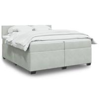Boxspring met matras fluweel lichtgrijs 200x200 cm