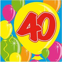 40x Veertig/40 jaar feest servetten Balloons 25 x 25 cm verjaardag/jubileum   -