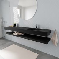Mondiaz Alan badmeubel 200 cm solid suface planchet urban vrijhangend wastafel rechts 1 kraangat zwart