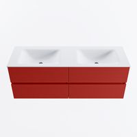 MONDIAZ VICA 140cm badmeubel onderkast Fire 4 lades. Wastafel CLOUD dubbel 2 kraangaten, kleur Talc.