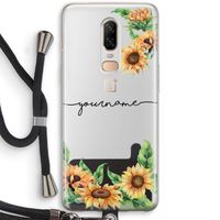 Zonnebloemen: OnePlus 6 Transparant Hoesje met koord
